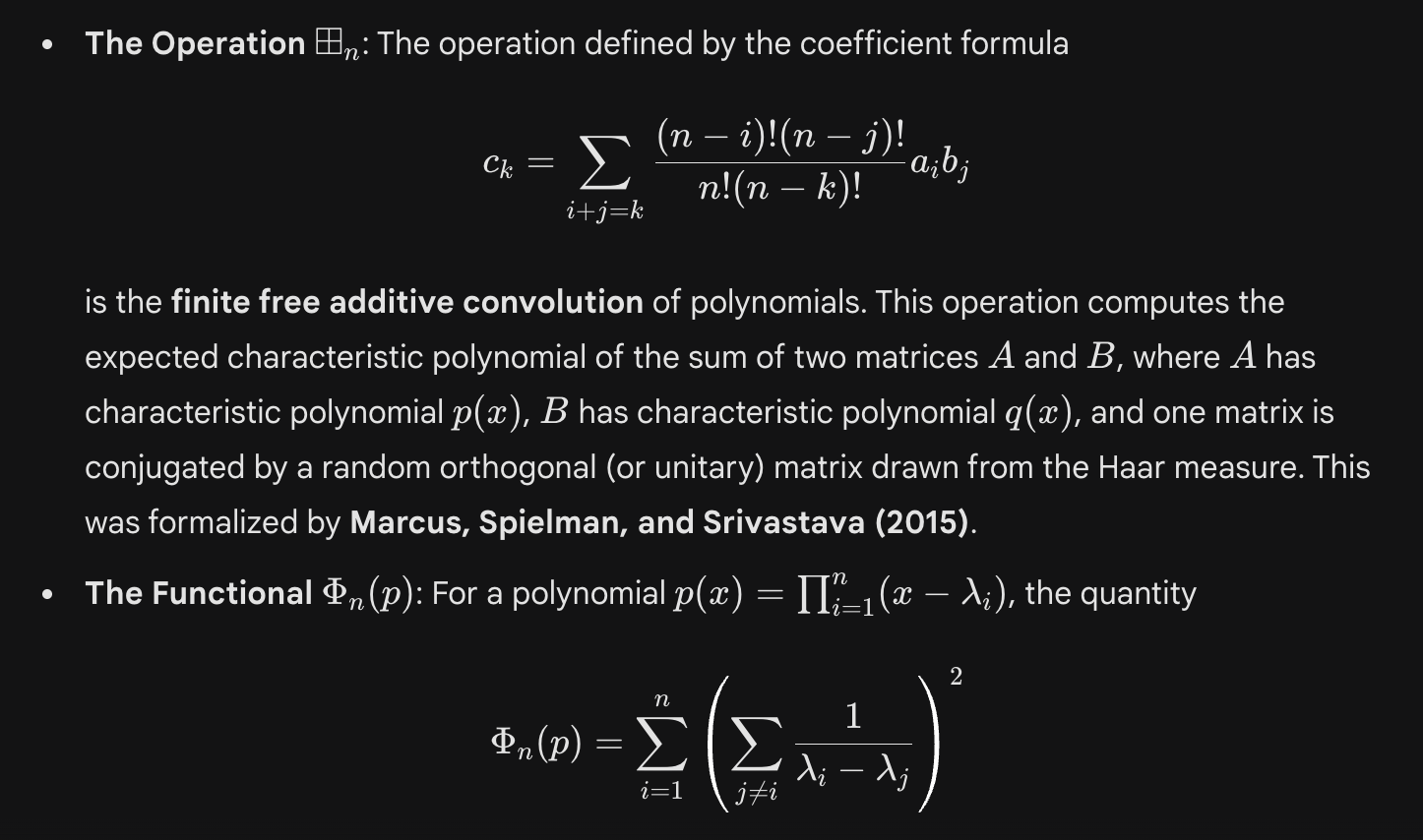 Mathematical formulas for finite free additive convolution of polynomials